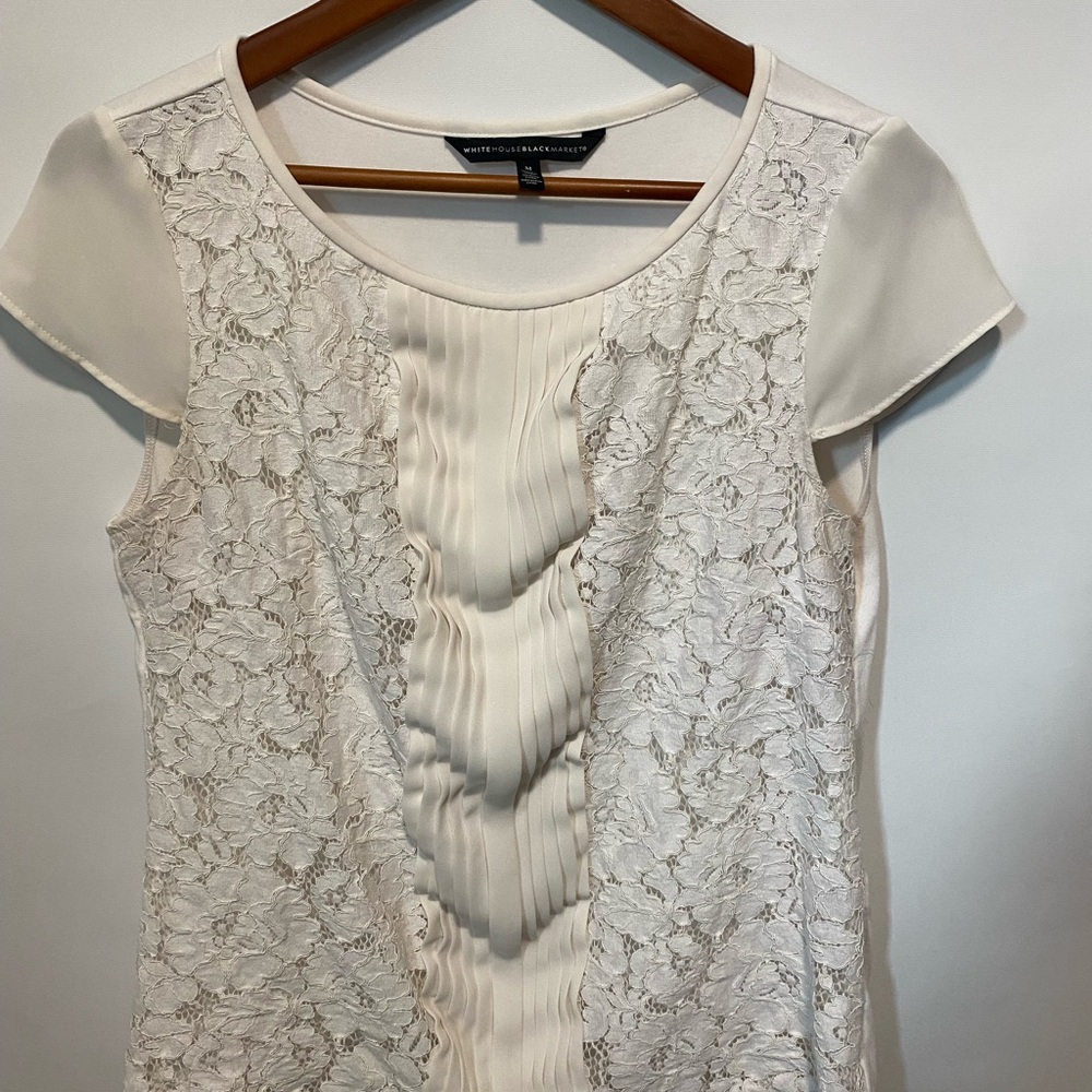 White House Black Market Ivory Lace Blouse